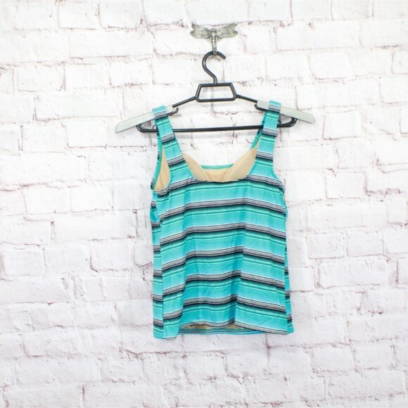 LL Bean BeanSport Swimwear Scoopneck Tankini Top Stripes Blue Size 6 - Picture 6 of 10